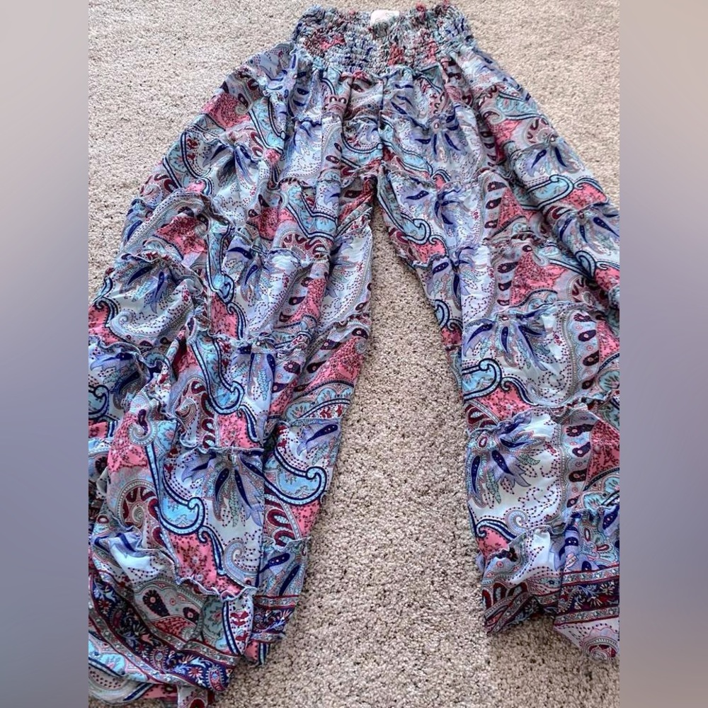 Colorful Paisley Wide-Leg Pants